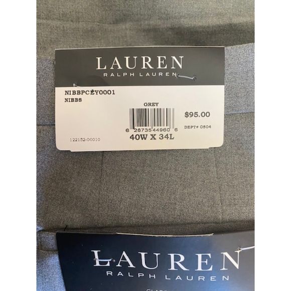 Lauren by Ralph Lauren Men's Pants UltraFlex Light Grey Pleated and Cuffed 40x34 - Picture 9 of 10